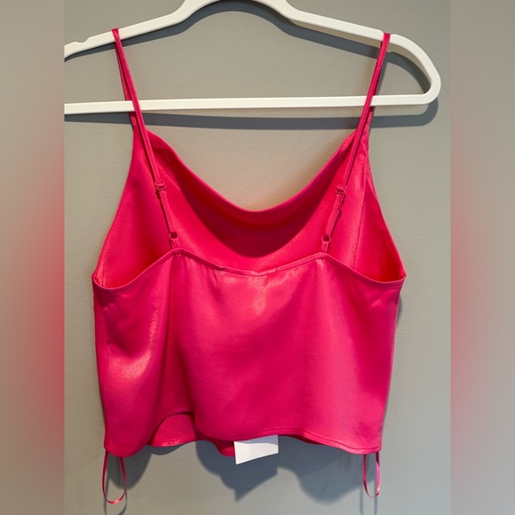 Women's Zara Satin Pink Cropped Tank Top - Size Small NWT adjustable str… - Picture 8 of 10